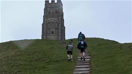 The long climb to the top of Glastonbury Tor